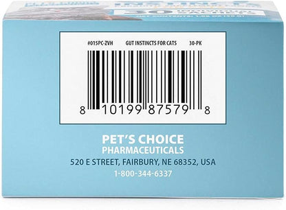 Pet’s Choice Gut Instincts Probiotic Powder Packets for Cats, 30 Count – Daily Digestive & Immune Support with Lactobacillus, Enterococcus, Inulin & Taurine – Chicken Liver Flavor