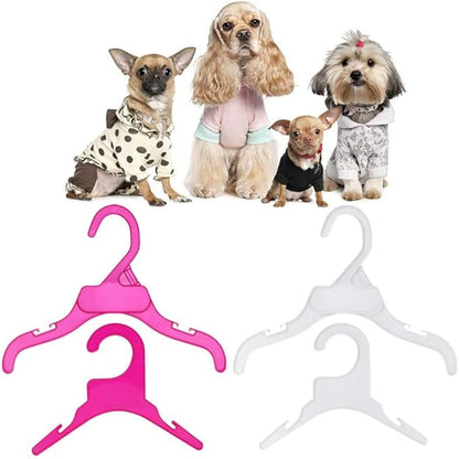 Pet Clothing Hanger, 10PCS Plastic Anti-Skid Dog Puppy Cat Clothes Clothing Rack for Small Animals (White, S)