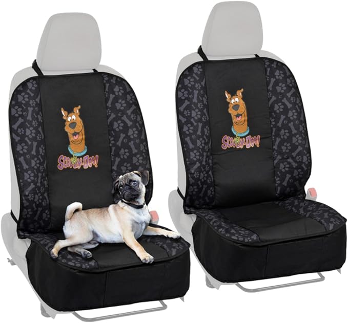 BDK Scooby Doo Waterproof Car Seat Covers for Dogs, 2 Pack Front Seat– Heavy Duty Black Oxford Automotive Front Seat Protector for Pets, Interior Covers for Auto Truck Van SUV