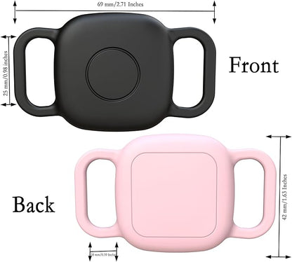 Waterproof Dog Collar Holder for Tile Life360 Mate 2024/2022 Tracker,2 Pack Anti Lost Soft Silicone Case for cat pet Necklace, Protective Cover Accessories for Tile Tracker Finder (Black/Pink)