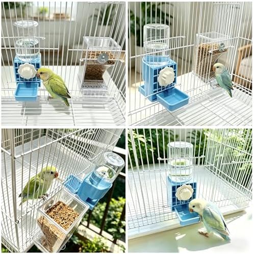 Lemtrflo No Mess Bird Cage Feeder, Automatic Bird Water Dispenser