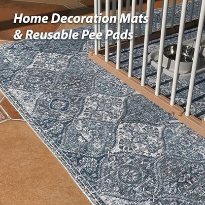 nunubaby Washable Pee Pads for Dogs, Stylish, Non-Slip and Leak-Proof Pee Pads. Reusable Potty Pads for Dogs for Crates and Floors.(Blue/Multi, 31" x36" )