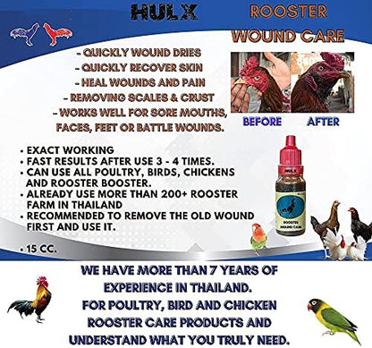 HULX 2 PCS, Rooster Booster Chicken Wound Care Skin Soother Healing 30 CC. Protection & Quickly Recover Skin Heal Wounds Pain Fast Dries Work Well for Sore Mouth Face Feet Poultry Bird