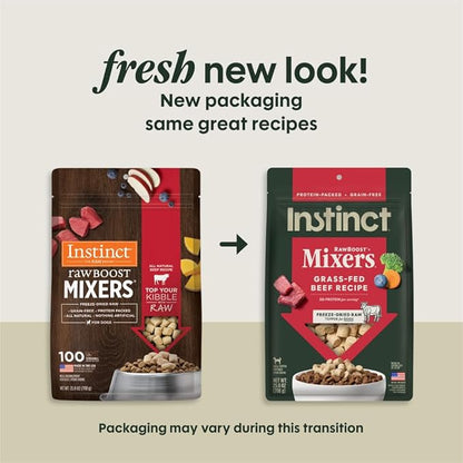 Instinct RawBoost Mixers, Freeze Dried Dog Food Topper, Grain-Free Recipe - All Natural Beef, 25 oz. Bag