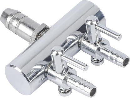 Pawfly Aquarium Air Flow Control Lever Valve 2-Way Fish Tank Air Valve for Air Pump Chromium Copper Manifold Multi-Port Air Flow Splitter for 3/16" ID & 3/8" OD Airline Tubing