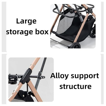 Lightweight Small Pet Stroller for Dogs & Cats, 50 Lbs Capacity Aluminum Alloy Puppy Stroller with Detachable Storage Basket
