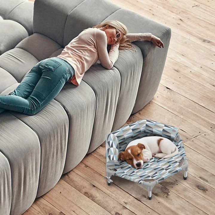 Elevated Dog Bed with Bolster, Raised Cooling Orthopedic Dogs Cot Small