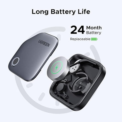 UGREEN FineTrack Air Tracker Tags (iOS Only) 2 Pack, 2-Year Replaceable Battery Bluetooth Tracker Compatible with Apple Find My, Item Finder Smart Tag for Keys, Luggage - [Apple Find My Certified]