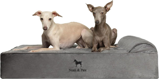 NOAH & PAW Large Dog Bed, 35x25x8.7 Inch, Orthopedic Dog Beds, Eggshell Memory Foam Infused with Cooling Gel, Waterproof, Machine Washable, Includes Inner Cover (Velvet Collection)