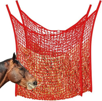 Fabbay 2 Pcs Slow Feed Hay Net for Horses, 35 x 31 Inch Hay Bag, Red