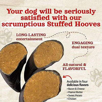 Natural Farm Peanut Butter Flavor Filled Cow Hooves for Dogs (4-Pack), Long-Lasting Natural Beef Bone Treats, Best for Small, Medium & Large Dogs