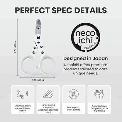 Necoichi Purrcision Feline Nail Clipper | Lever Principle Cat Nail Clipper | Butter-Smooth Cuts | Seki, Gifu Swordsmith Craftsmanship | Stainless Steel Cat Claw Trimmer for Indoor Cats (White)