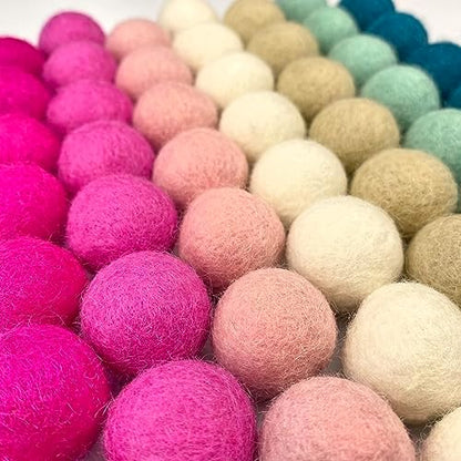 Cotton Candy - 100% Handmade Wool Felt Pom Poms - (50) Pure New Zealand Wool Felt Balls - DIY Pompoms for Craft, Garland, Decor - Assorted Pastel Colors - 0.8-1.0" Size - Drawstring Muslin Bag