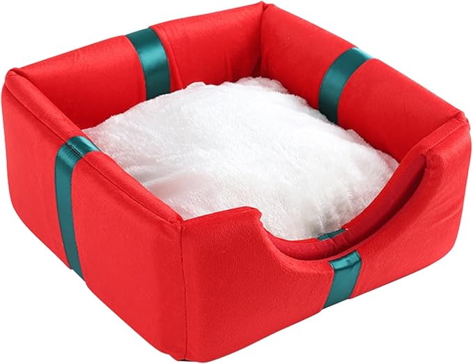 awakentti 2-in-1 Christmas Cat Bed, Can Be Used as a Christmas Cat Litter or a Christmas Cat Sofa Bed, Machine Washable and Tumble Dry for Small Dog or Bunny