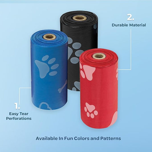 Best Pet Supplies Dog Poop Bags for Waste Refuse Cleanup, Doggy Roll Replacements for Outdoor Puppy Walking and Travel, Leak Proof and Tear Resistant, Thick Plastic - Assorted, 240 Bags