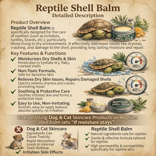 Reptile Shell Balm 2 Oz Turtle Shell Care Conditioner Moisturizer for for Tortoise, Lizard, Reptiles in Dry Environment Prevent Skin Dryness on Basking Platform, Tank, and Rock 60 g