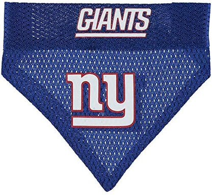 NFL DOG BANDANA - NEW YORK GIANTS REVERSIBLE PET BANDANA. 2 Sided Sports Bandana with a PREMIUM Embroidery TEAM LOGO, Small/Medium. - 2 Sizes & 32 NFL Teams available