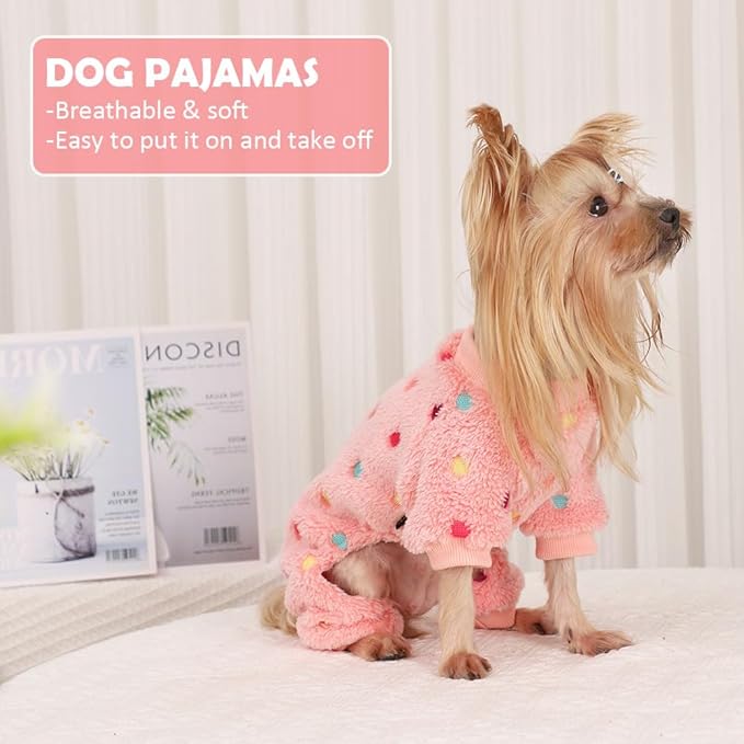 YIKEYO Dog Pajamas for Small Dogs Boy and Girl,Cotton Small Dog Sweater, Stretchable Pet Jammies Puppy Outfits for Dogs Female Male, Winter Doggie Pjs Clothes(Pink, XXS)