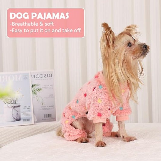 YIKEYO Dog Pajamas for Small Dogs Boy and Girl,Cotton Small Dog Sweater, Stretchable Pet Jammies Puppy Outfits for Dogs Female Male, Winter Doggie Pjs Clothes(Pink, XXS)