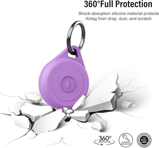 Air tag Keychain Holder Case for Apple Air tag, 4 Pack of IPX8 Waterproof, Fully Shockproof, Anti Scratch Air tag Holder Case for Key, Kid, Bag, Luggage, Pets Collar