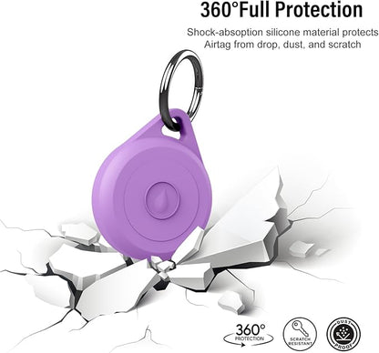 Air tag Keychain Holder Case for Apple Air tag, 4 Pack of IPX8 Waterproof, Fully Shockproof, Anti Scratch Air tag Holder Case for Key, Kid, Bag, Luggage, Pets Collar