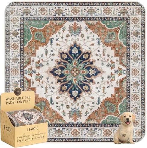 Washable Pee Pads for Dogs,Great Urine Absorbent Reusable Puppy Training Pads,Waterproof,Leak-Proof & Non-Slip Potty Pads for Whelping,Crate,Playpen,Bed.(Dark Teal Floral,72"x72")