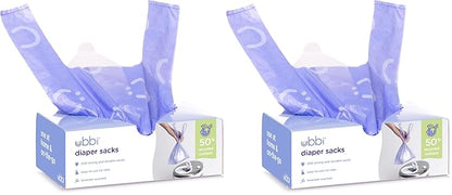 Ubbi Disposable Diaper Sacks, Lavender Scented, Easy-To-Tie Tabs, Diaper Disposal or Pet Waste Bags, 200 Count (Pack of 2)