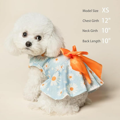 PUPTECK Floral Dog Dress for Spring Outfit Puppy Cute Small Dogs Clothes,Daisy,M