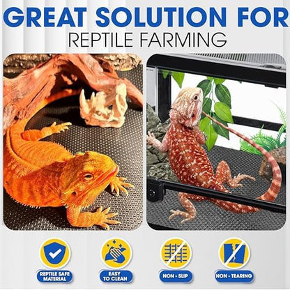 Extra Thick 24"x60" Reptile Substrate Mat, 4PCS Rug Gripper (without Tank)