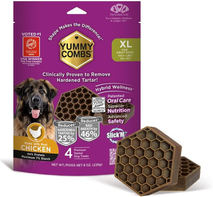 Yummy Combs Dog Dental Treats – Vet VOHC Approved, Removes Tartar & Cleans Teeth – Yummy High Protein Chicken Treat for Extra Large Dogs (Mini Pack, 4 Count)