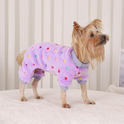 YIKEYO Dog Pajamas for Small Dogs Boy and Girl,Cotton Small Dog Sweater, Stretchable Pet Jammies Puppy Outfits for Dogs Female Male, Winter Doggie Pjs Clothes(Purple, S)