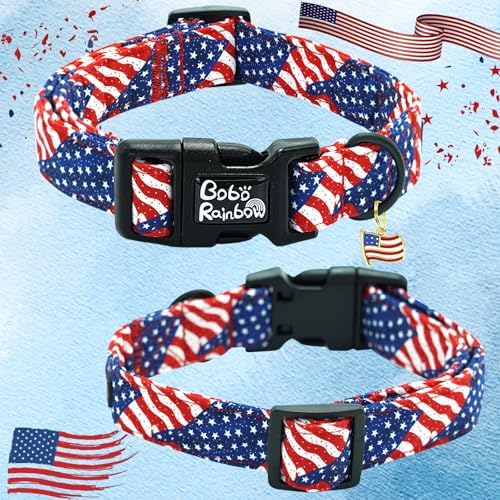 Independence Dog Collar-USA Flag Print Pet Collar Adjustable Cute Soft Comfortable Cotton Collars Holiday Puppy Collar Gift for Medium Dogs