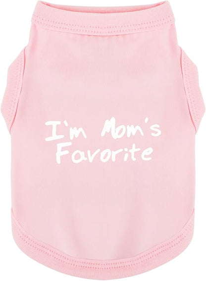 Cozy Sleeveless Canine Wear Dog Clothes, Soft, Lightweight, and Breathable Cotton Dog Shirt with I'm Mom's Favorite Print.Vest Tank Top Ideal for Small, Medium, and Large Breeds Light Pink 2XL