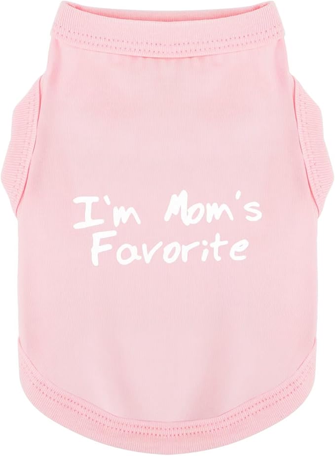 Cozy Sleeveless Canine Wear Dog Clothes, Soft, Lightweight, and Breathable Cotton Dog Shirt with I'm Mom's Favorite Print.Vest Tank Top Ideal for Small, Medium, and Large Breeds Light Pink L