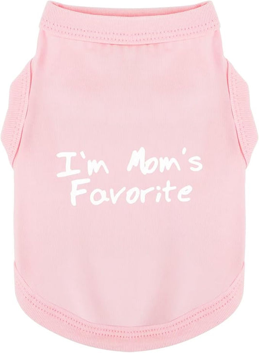 Cozy Sleeveless Canine Wear Dog Clothes, Soft, Lightweight, and Breathable Cotton Dog Shirt with I'm Mom's Favorite Print.Vest Tank Top Ideal for Small, Medium, and Large Breeds Light Pink L