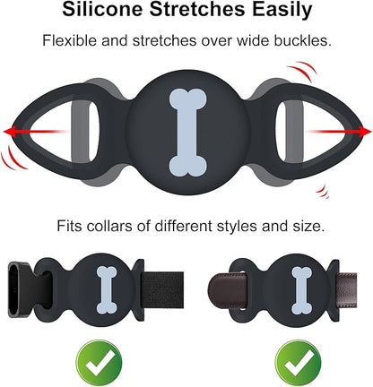 Waterproof Collar Holder Compatible with Airtag (2 Pack), Protective Anti-Lost Case for GPS Tracker, Silicone Collar Holder for Pets