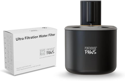 Penthouse Paws Smart Wireless Water Fountain Filter Black, 3 UltraFiltration Filters, 6 Foam Filters & 6 Sponges, Compatible with 3.5L Smart Wireless Fountain, Easy to Clean, for Cat and Dog, Black