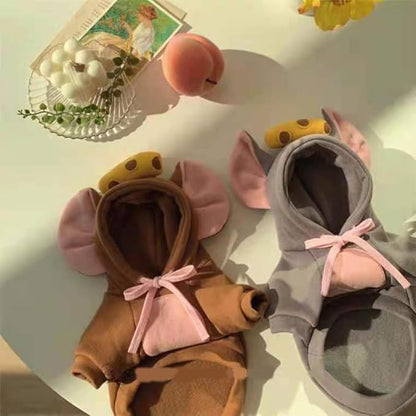 Dog Hoodies Cat Clothes Autumn Winter Sweatshirts Teddy Bulldog Bulldog Clothing Can Transform Into Frog Elk Mouse (Brown Mouse,S)