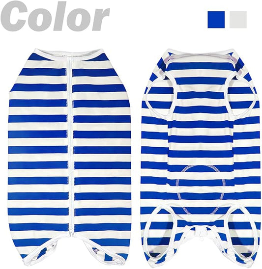 Dog’s Recovery Suit Post Surgery Shirt for Female Male Dog, E-Collar Alternative Wound Protective Clothes (blue-white-2xl)