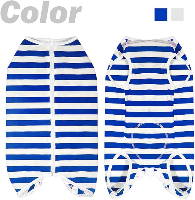 Dog’s Recovery Suit Post Surgery Shirt for Female Male Dog, E-Collar Alternative Wound Protective Clothes (Blue white-5xl)
