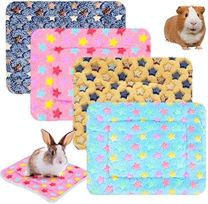 Jetec 4 Pcs Guinea Pig Bed Pads Cute Pattern, 10 x 11 Inch Plush Mat