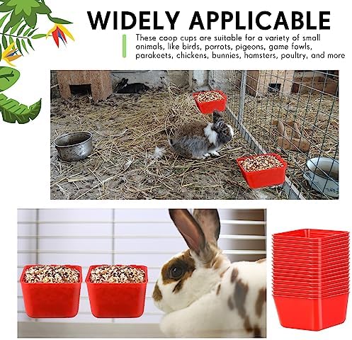 Maxdot 50 Pcs Cage Cups Chicken Feeder 16 oz Food Bowl, Red