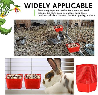 Maxdot 50 Pcs Cage Cups Chicken Feeder 16 oz Food Bowl, Red