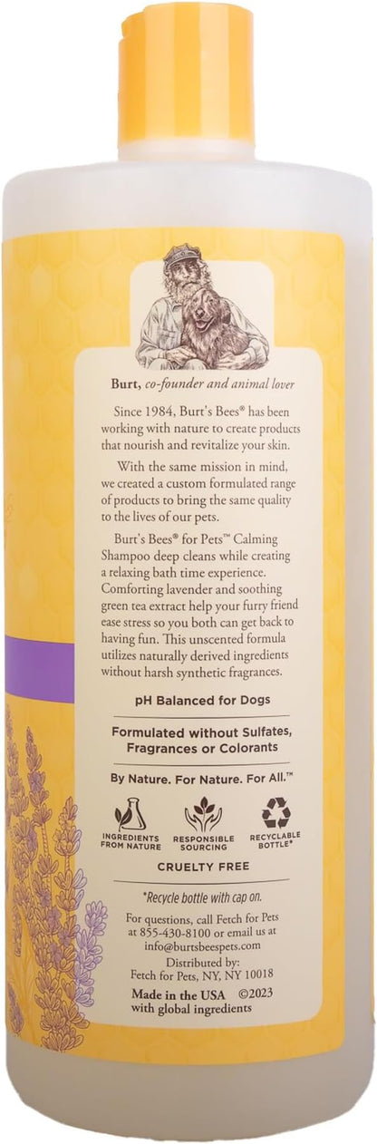 Burt's Bees for Pets Calming Dog Shampoo with Lavender and Green Tea, 95% Natural Origin Formulas, Calming Lavender Dog Shampoo for Dogs, 32 oz - 2 Pack