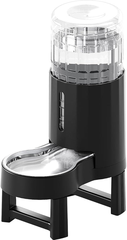 CZPET Elevated Dog Water Bowl Dispenser for Large Dogs (8L+Stand, Black) | With Stainless Steel Bowl Gravity Waterer, Large Capacity and Drinking Area Noise-Free for Pets