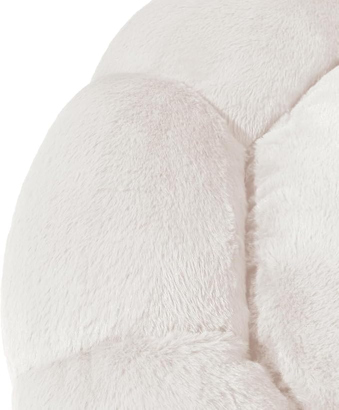 Sherry Kline Pets “Daisy Round” Donut Shape Calming Bed for Dogs and Cats, from Soft Faux Fur, Available in 4 Sizes, Machine Washable