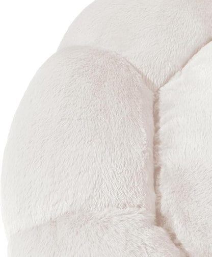 Sherry Kline Pets “Daisy Round” Donut Shape Calming Bed for Dogs and Cats, from Soft Faux Fur, Available in 4 Sizes, Machine Washable