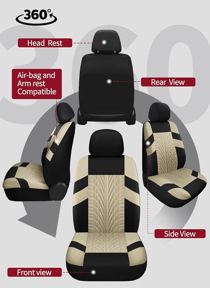 VarCozy Car Seat Covers Front Pair,Universal Cloth for Car,Breathable & Washable SUV, Sedan, Van, Automotive Interior Covers, Airbag Compatible