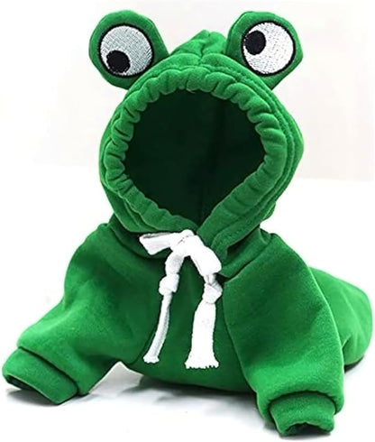 Dog Hoodies Clothes Autumn Winter Sweatshirts Teddy Bulldog Bulldog Clothing Can Transform Into Frog Elk Mouse (Green Frog,M)