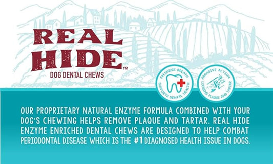 Real Hide | Enzyme Enriched Dental Care Dog Chews | for Medium/Large Dogs | 12.8 oz